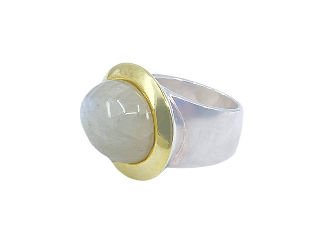 Gold and Silver Moonstone Ring