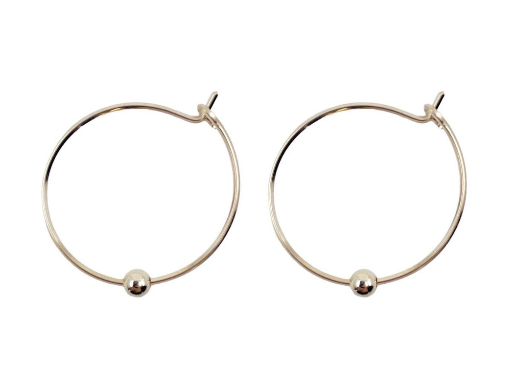 Tiny Gold Hoops with Bead Detail