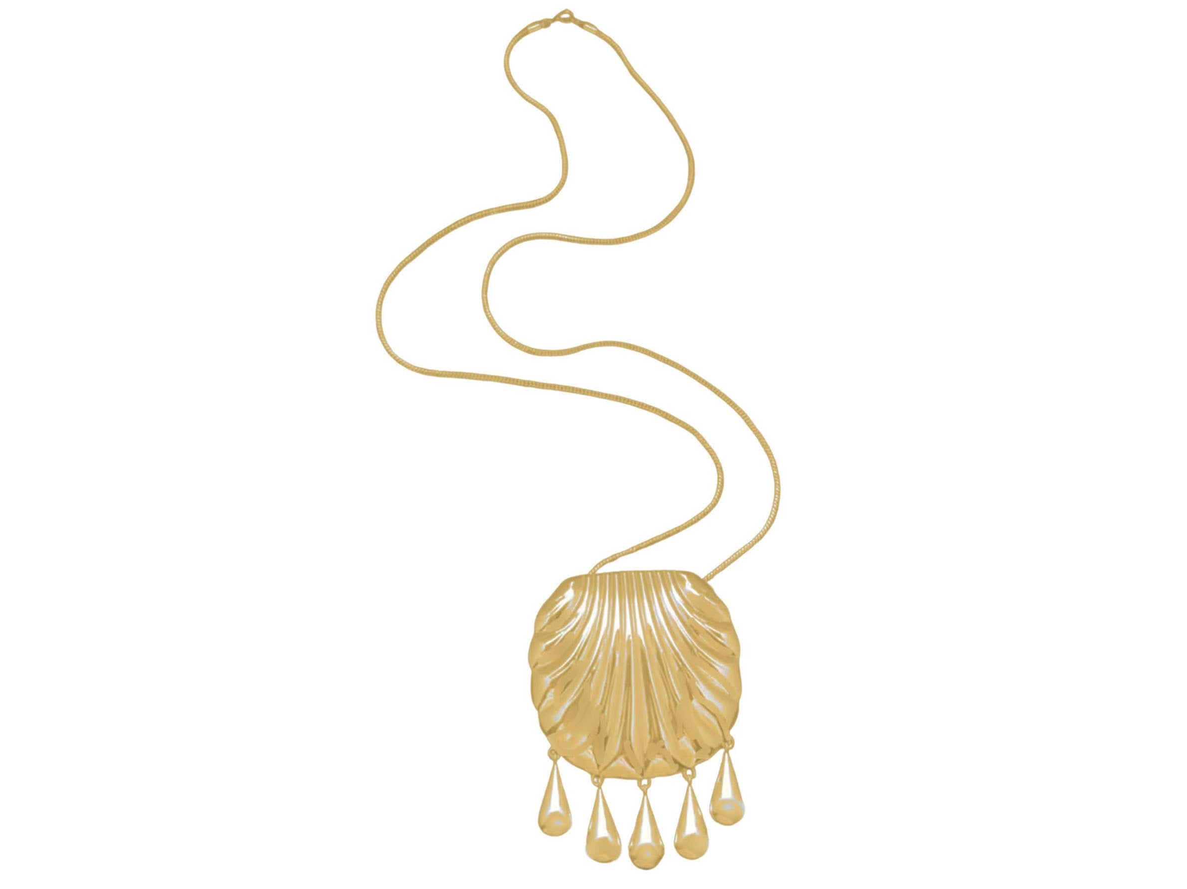Shell Charm Necklace with Drop Fringe