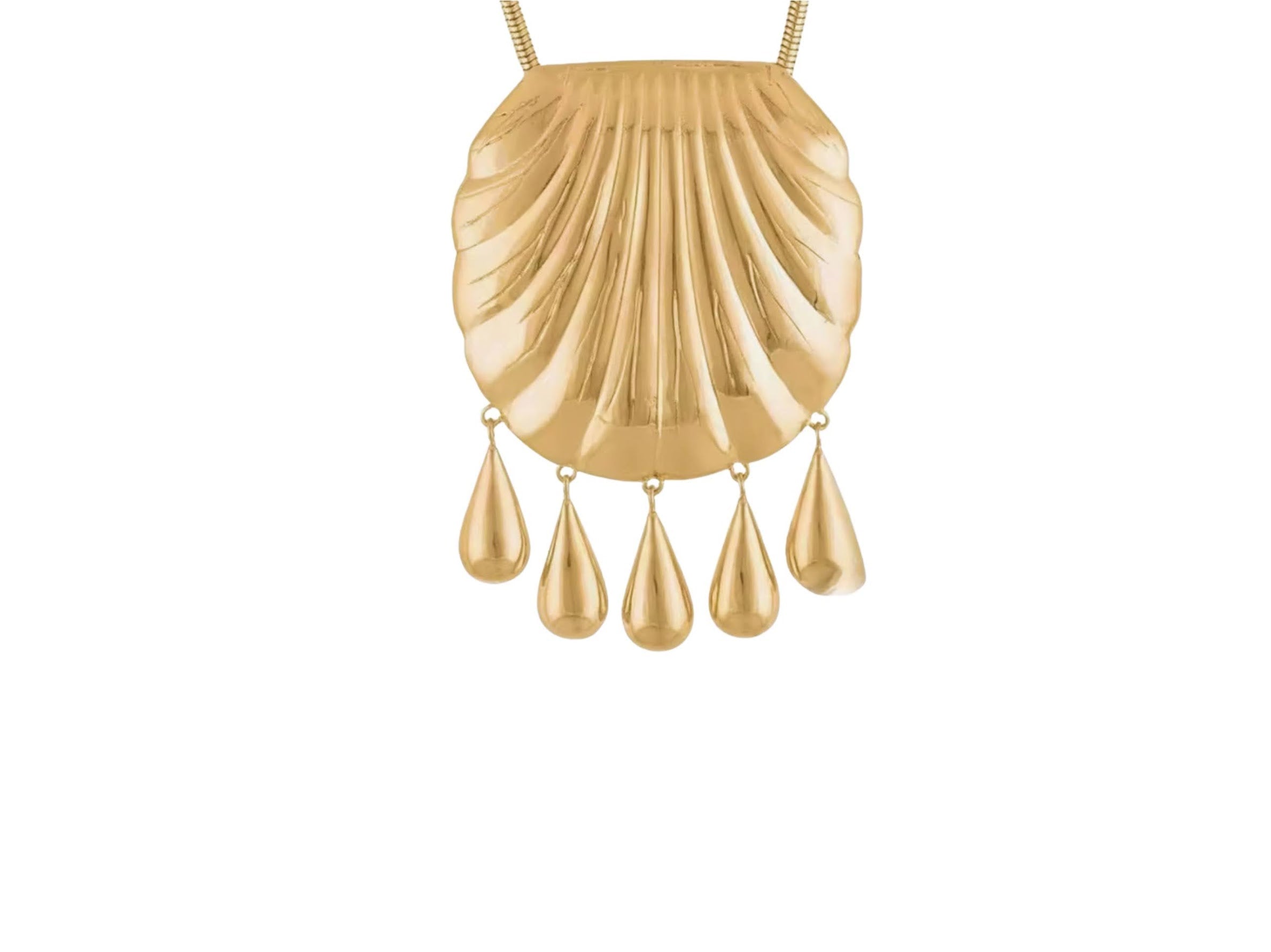 Shell Charm Necklace with Drop Fringe
