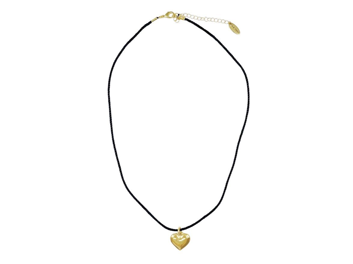 Black Cord Heart Necklace