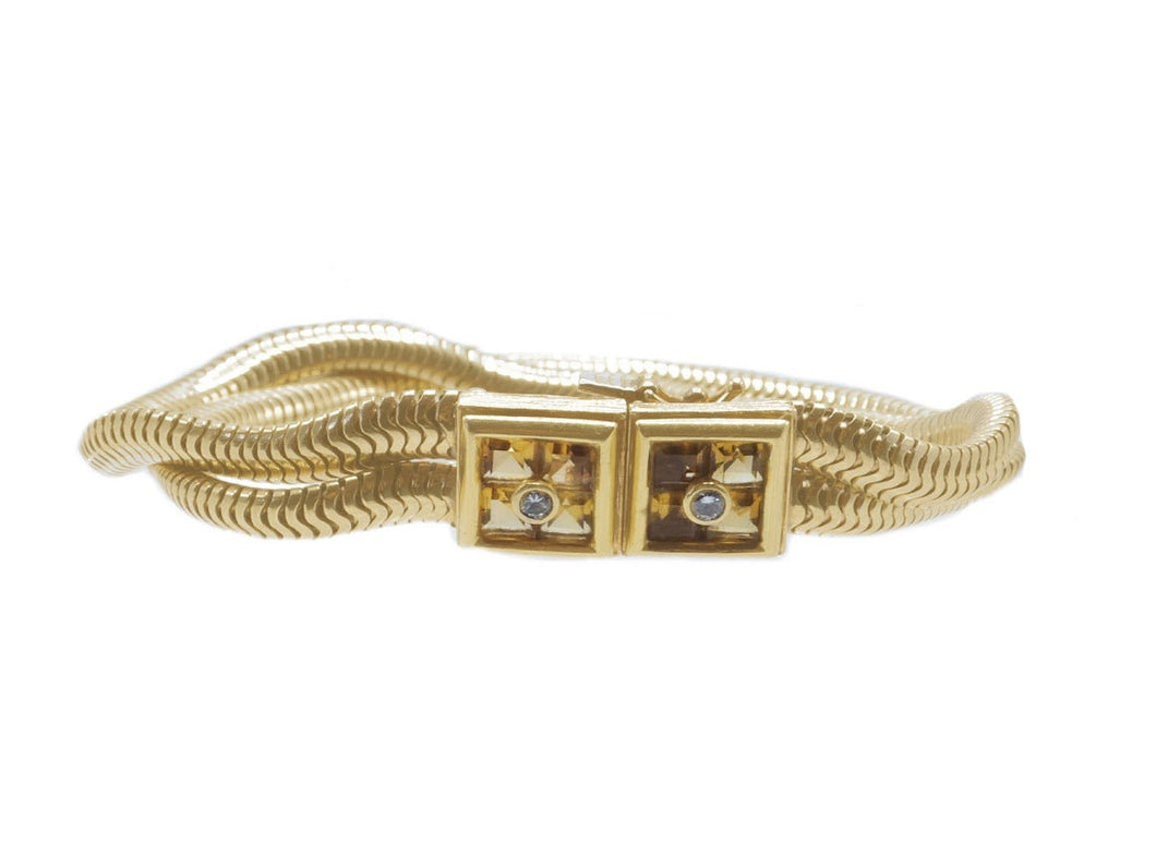 14k Double Snake Chain Bracelet with Citrine and Diamonds