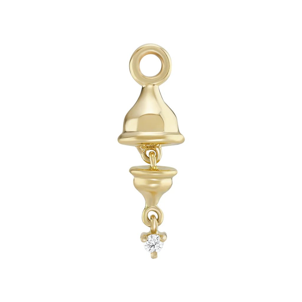 9k Short Lantern Droplet Earring Charm with Diamond