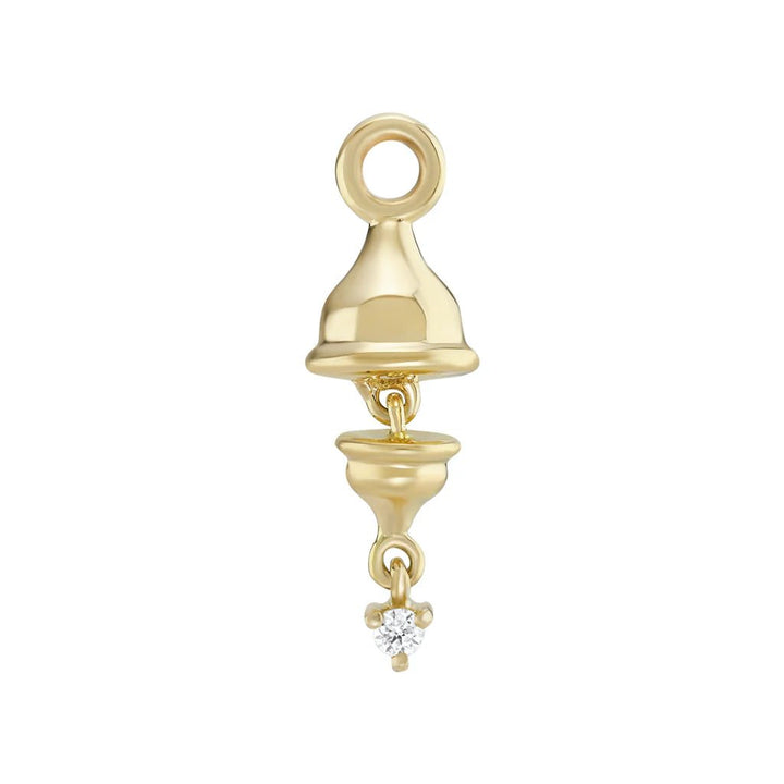 Short Lantern Droplet Earring Charm with Diamond