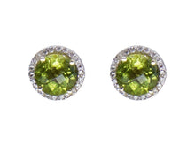 Load image into Gallery viewer, 14k Peridot and Diamond Stud Earrings
