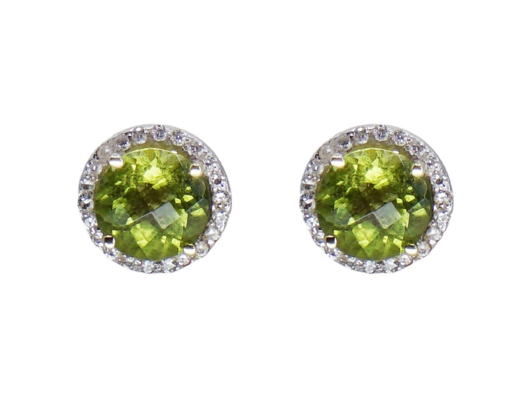 14k Peridot and Diamond Stud Earrings