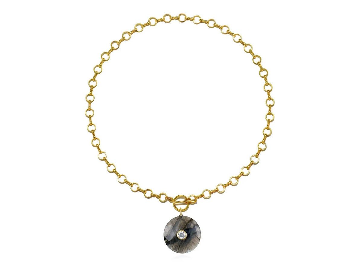Labradorite and Topaz Charm Necklace