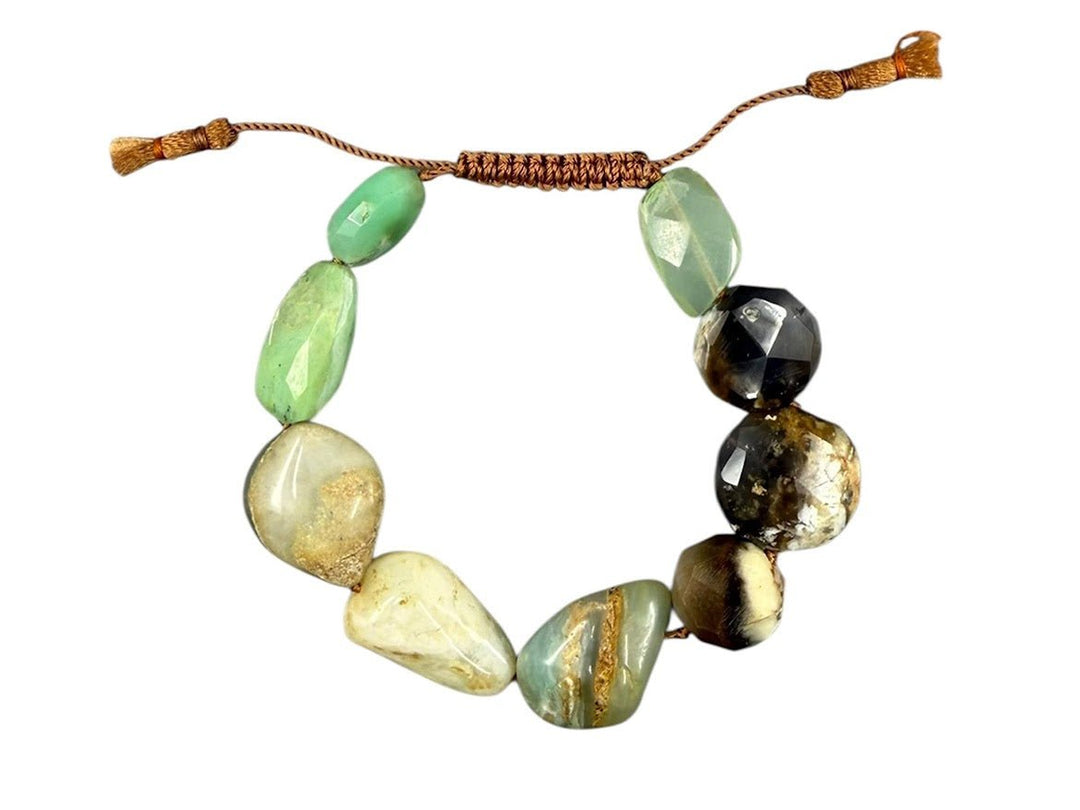 Opal, Agate, and Chrysoprase Bracelet with Tassels