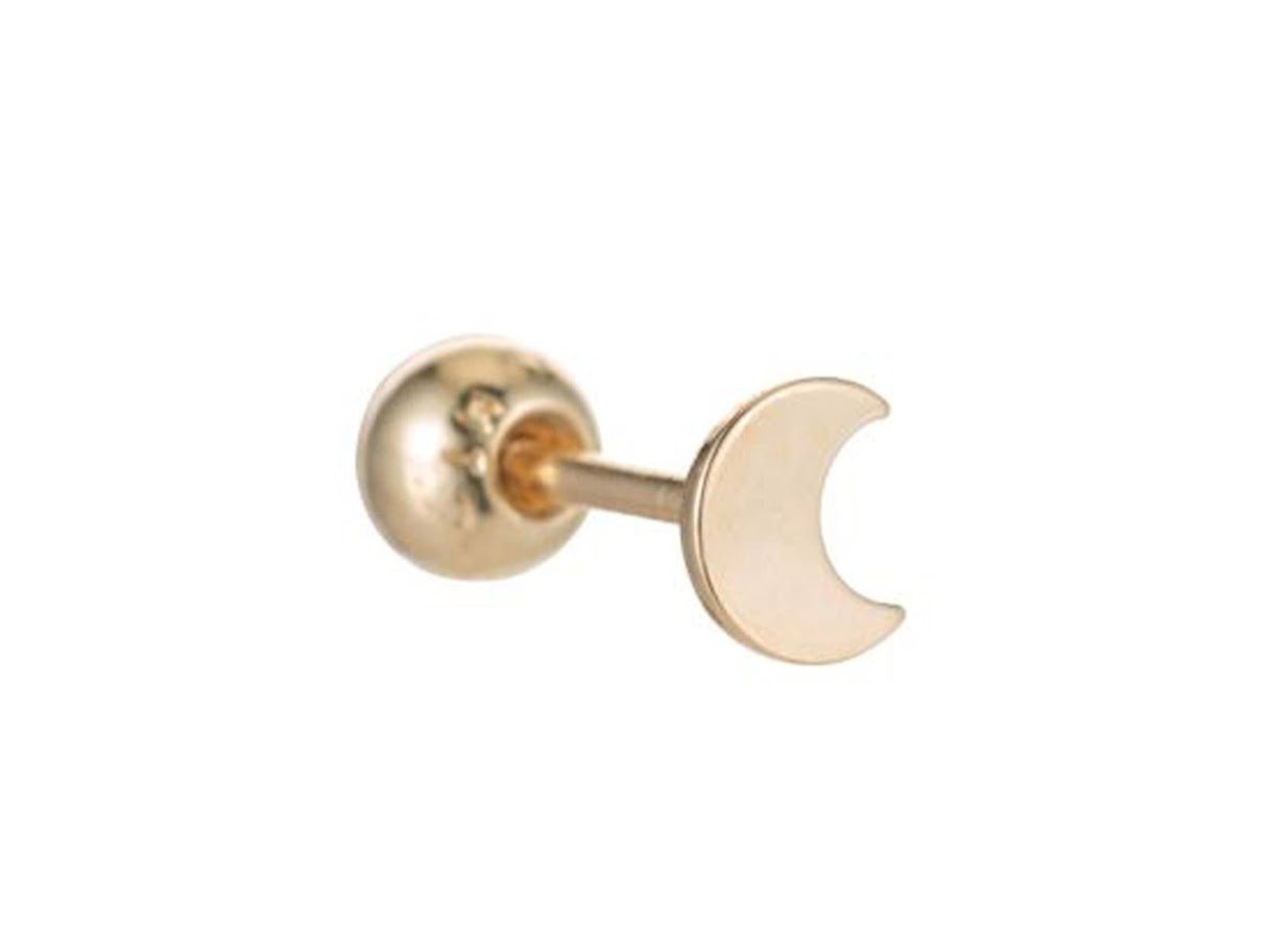 14k Moon Stud Earring