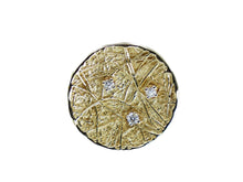 Load image into Gallery viewer, 14k Gold 1970s Disc Ring with Three Diamonds
