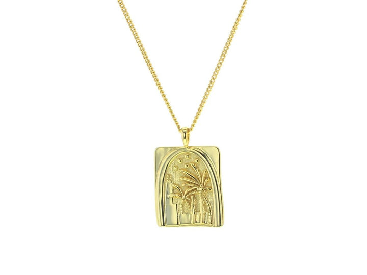 Gold Tropical Palms Charm Necklace