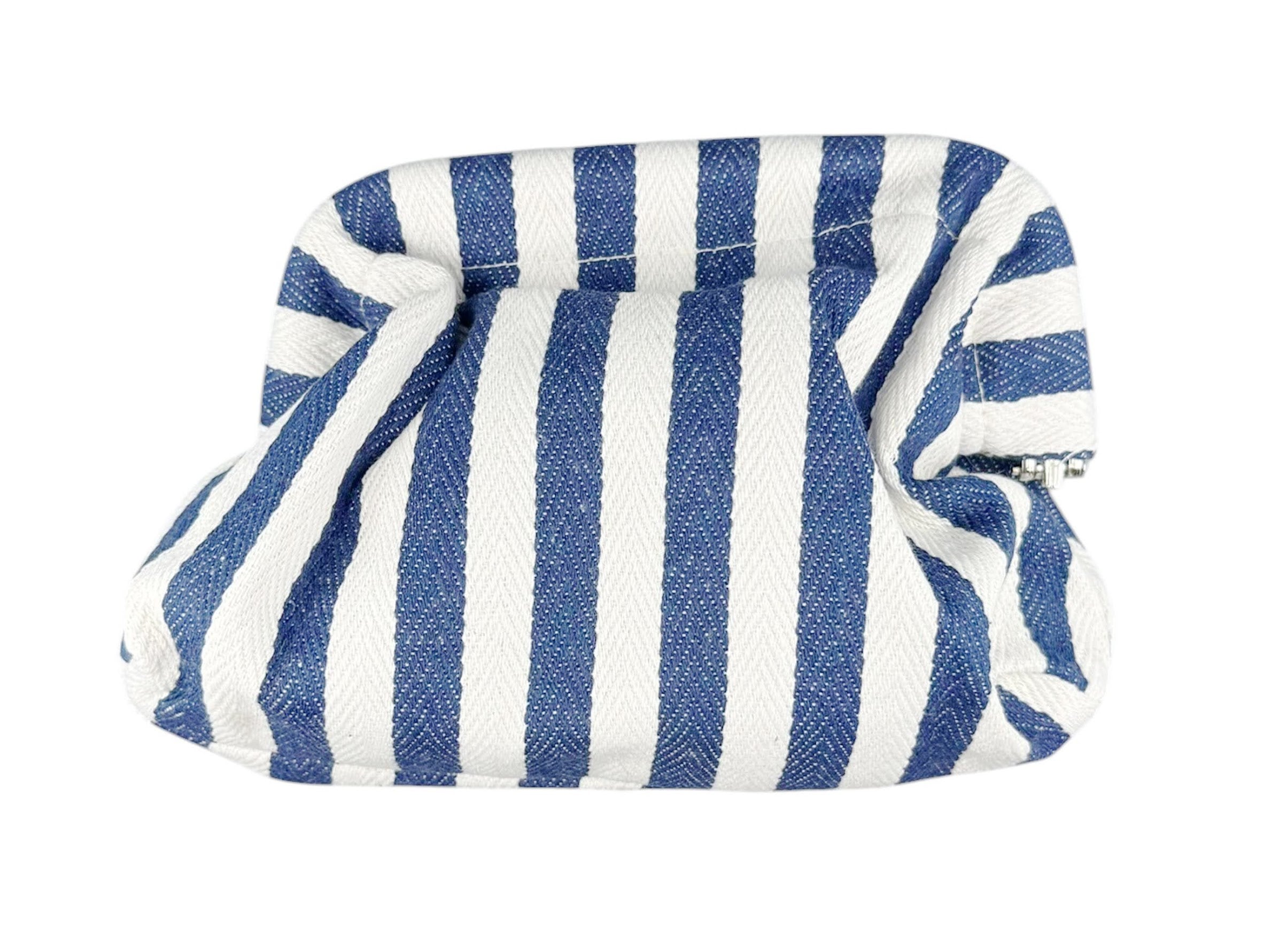 Blue and White Stripe Crochet Clutch Purse
