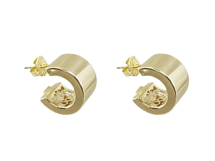 14k Wide Huggie Hoops