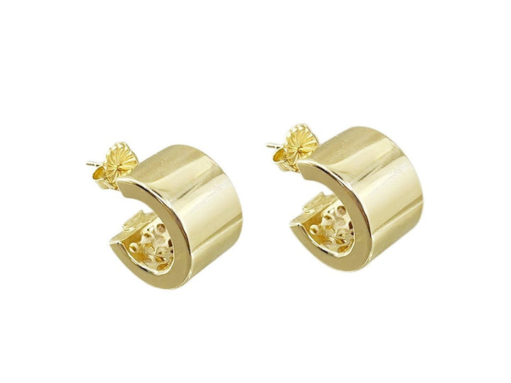 14k Wide Huggie Hoops