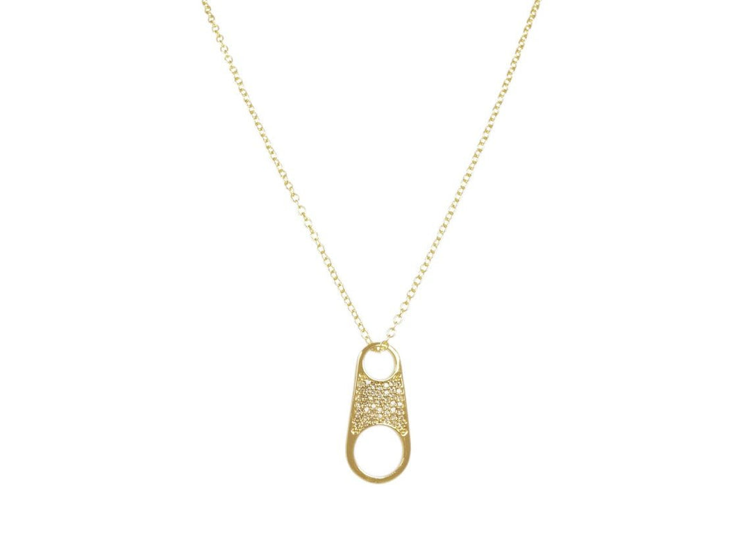 Gold Soda Pull Necklace with CZs