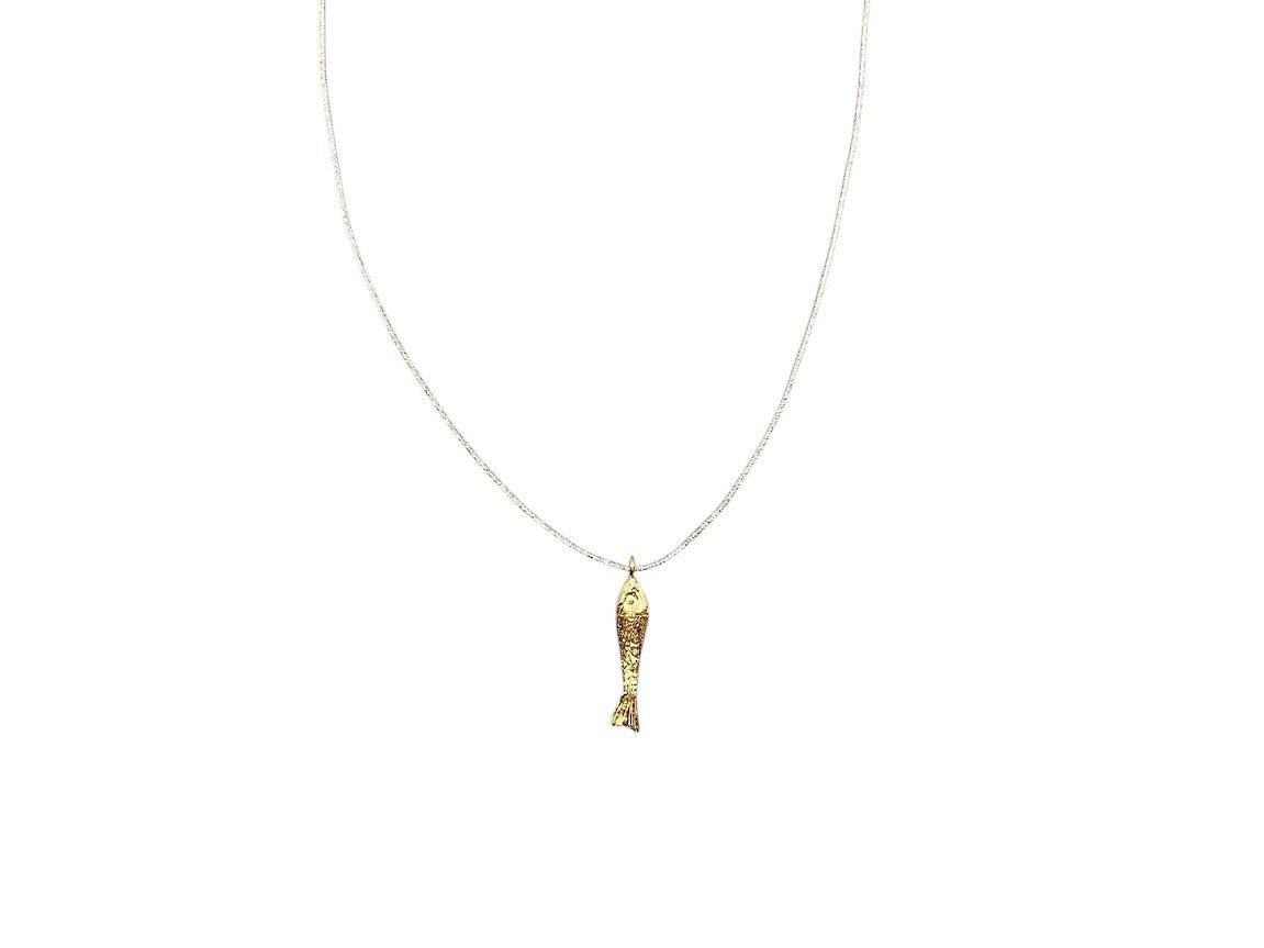 Gold Mini Fish Charm Necklace