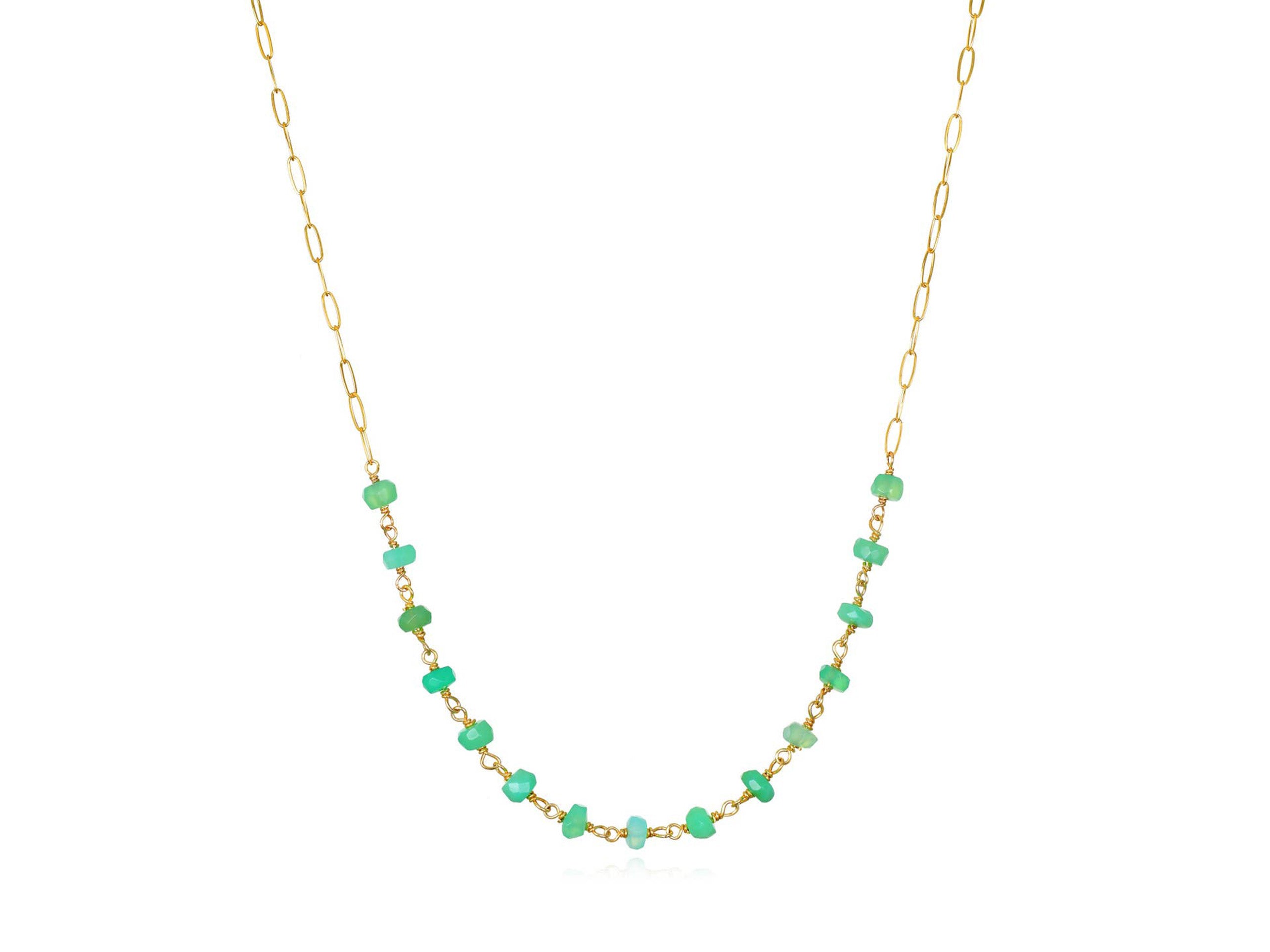 Chrysoprase Roundel Chain Necklace