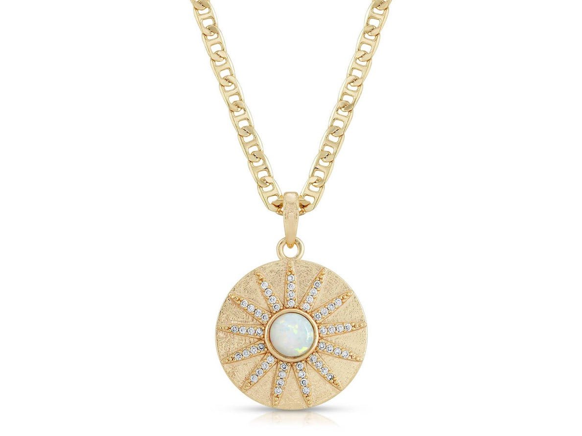 Opal Stargazer Charm Necklace with CZs