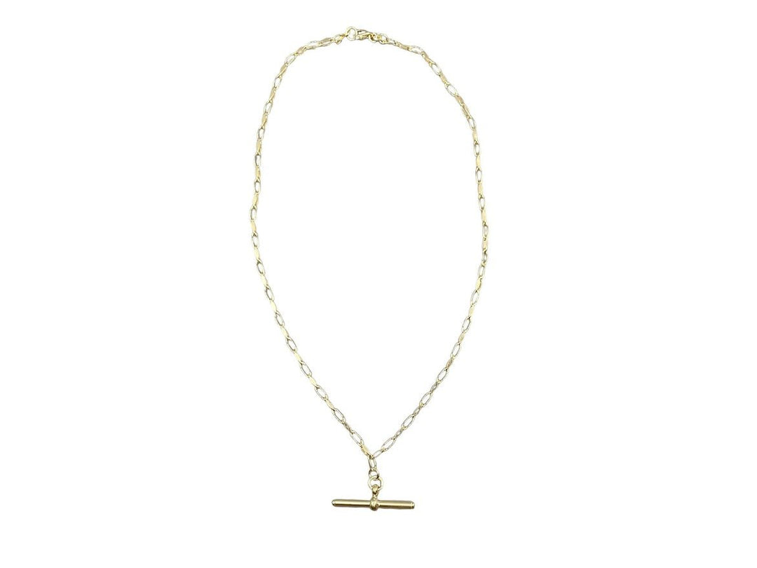 Gold Paperclip Chain with Bar Charm