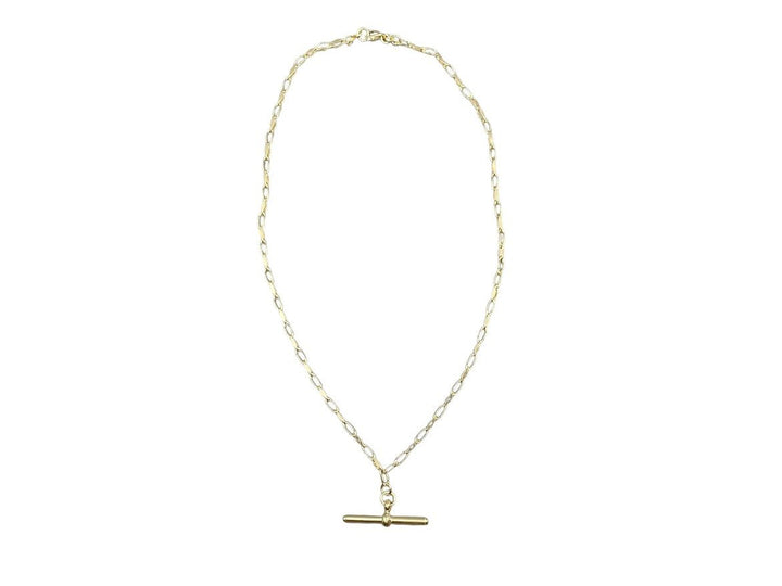 Gold Paperclip Chain with Bar Charm