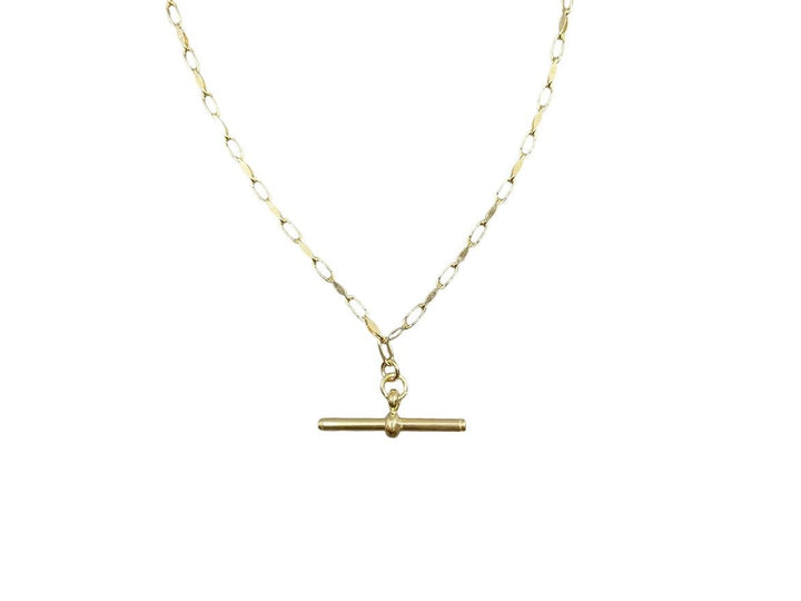 Gold Paperclip Chain with Bar Charm