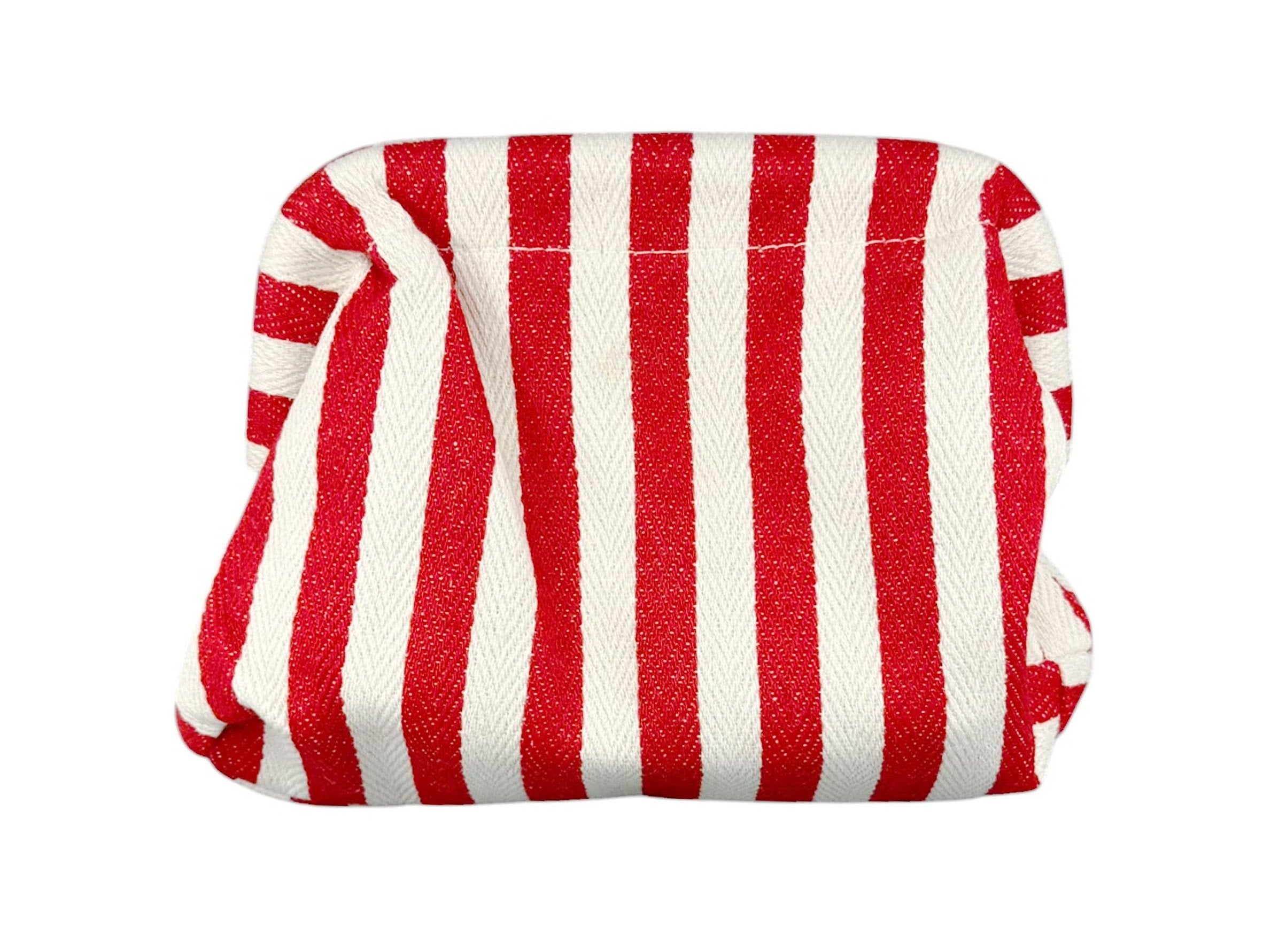 Red and White Stripe Crochet Clutch Purse