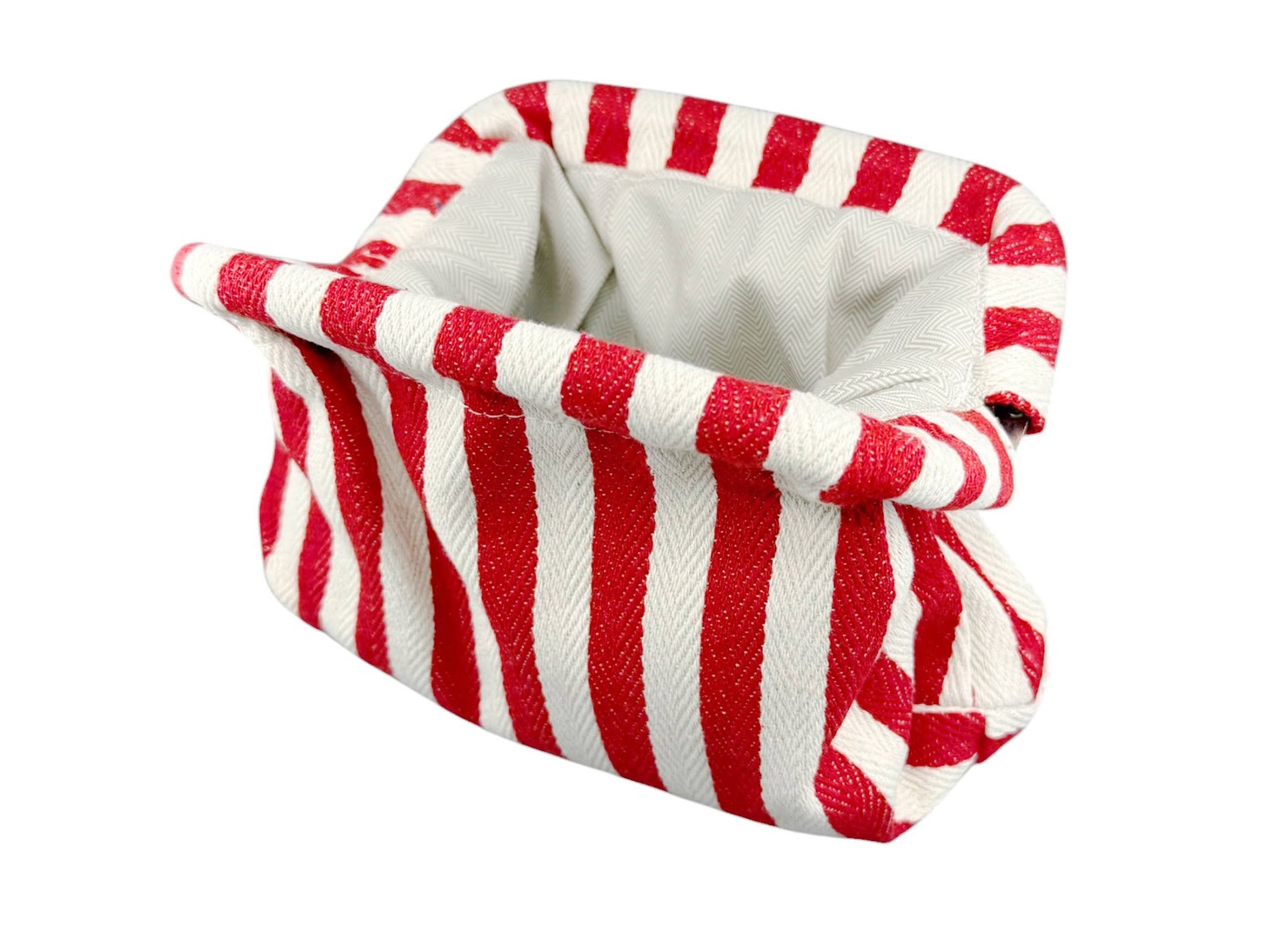 Red and White Stripe Crochet Clutch Purse
