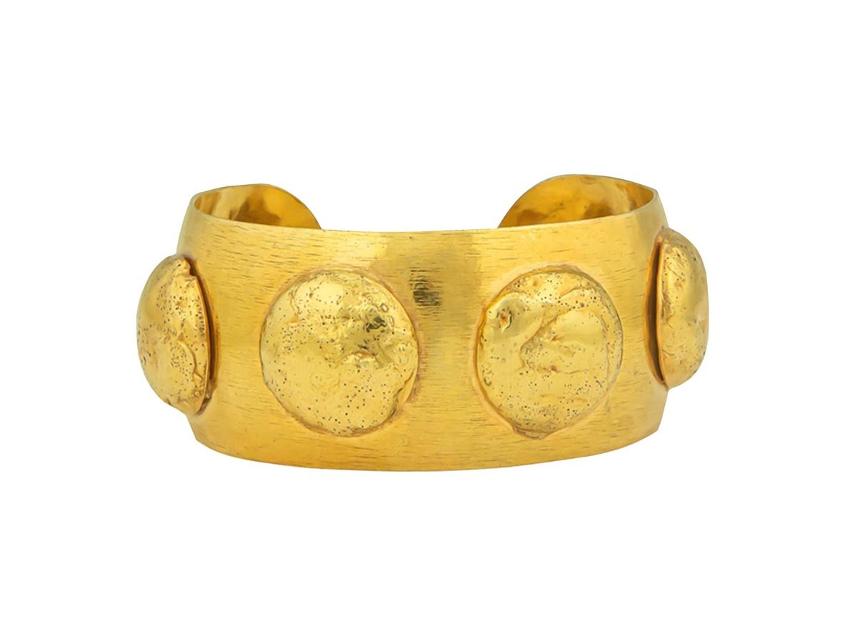 Gold Cuff with Curved Flattened Beads