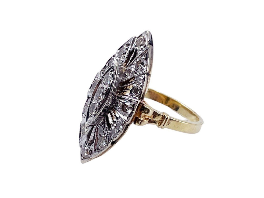 14k Victorian Diamond Navette Ring
