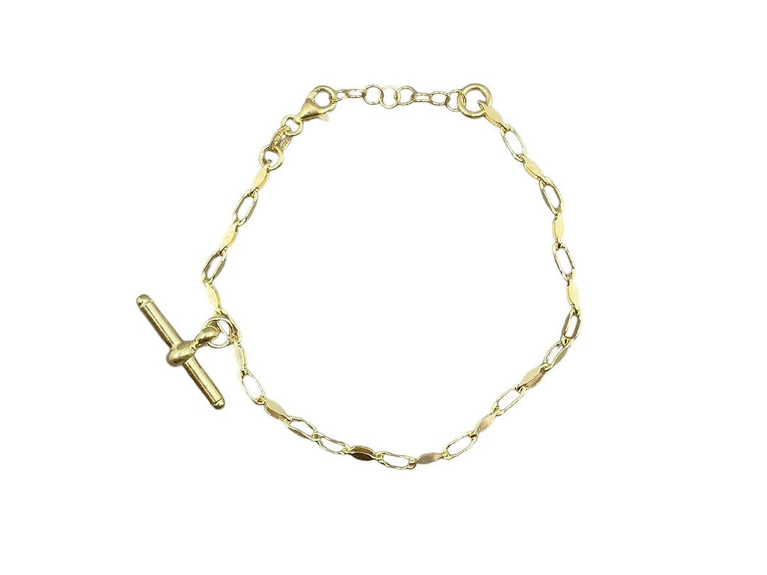 Gold Paperclip Chain Bracelet with Bar Charm