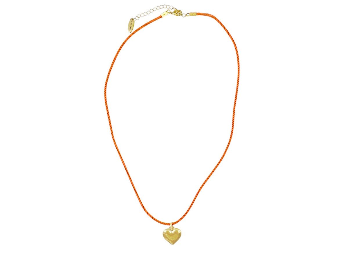 Orange Cord Heart Necklace