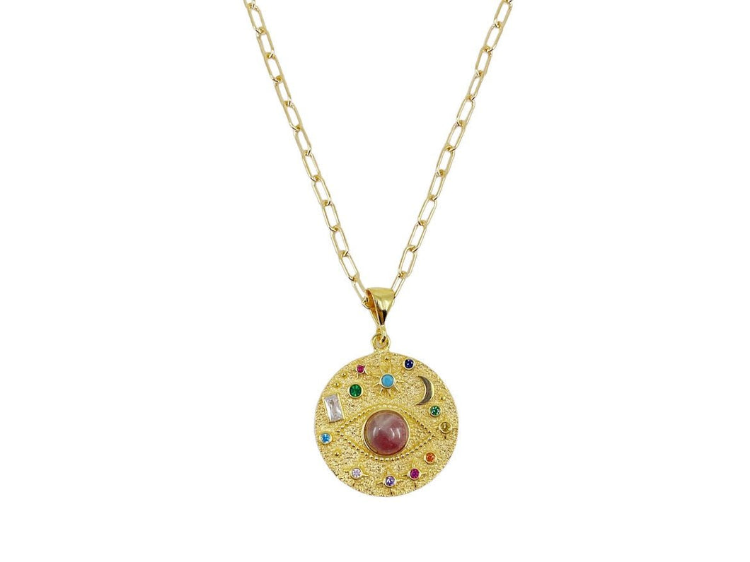 Solar System Necklace with Evil Eye