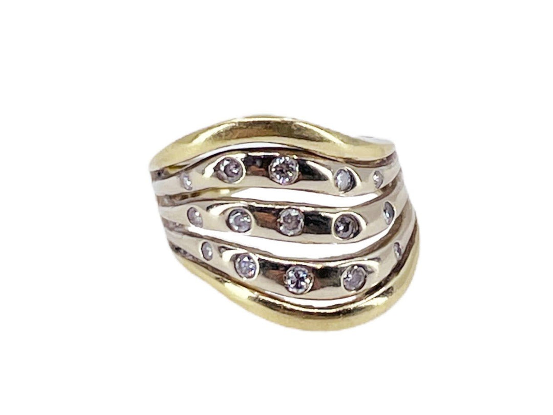 1950s 14k Five Band Diamond Ring