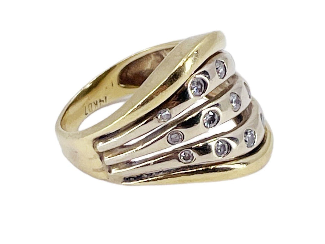 1950s 14k Five Band Diamond Ring