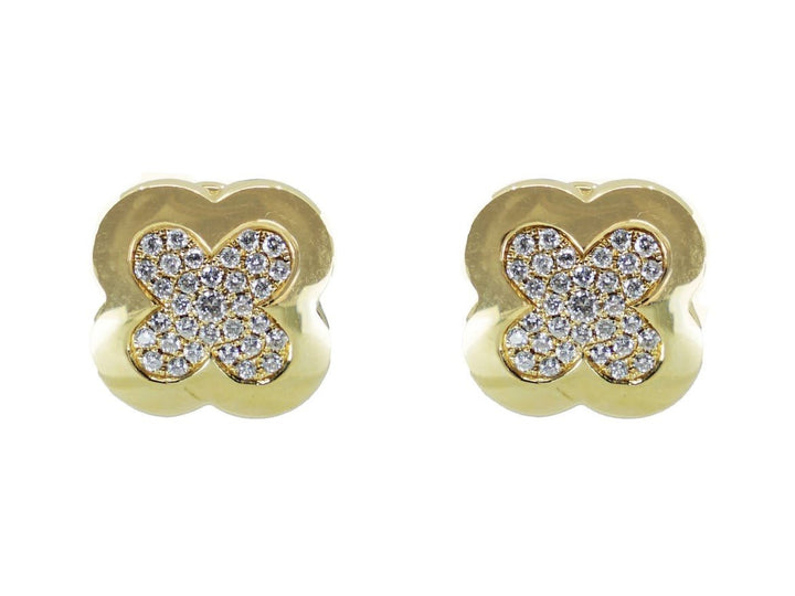 18k Clover Earrings with Diamonds