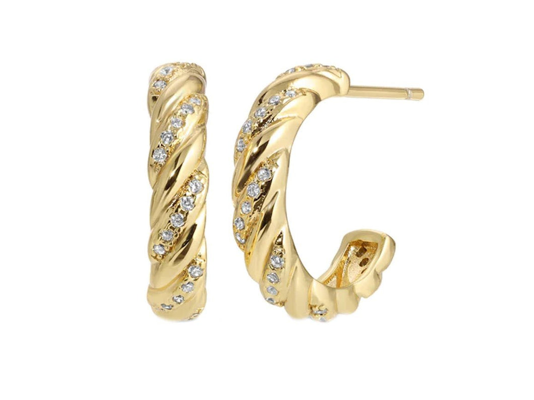 Gold Twist Hoops with CZs