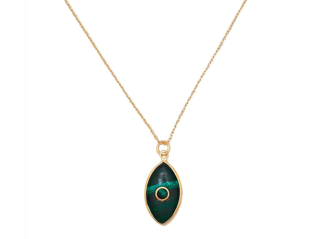 Malachite Evil Eye Pendant Necklace