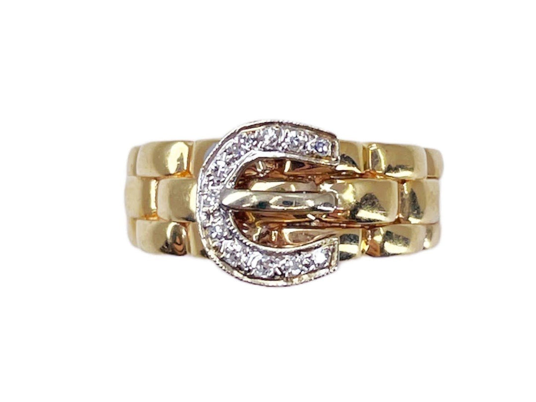 14k Diamond Buckle Ring