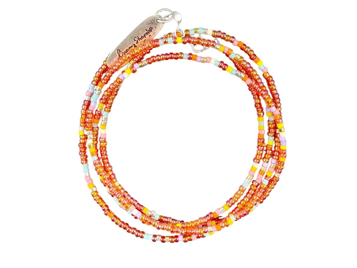 Orange Bead Wrap Bracelet