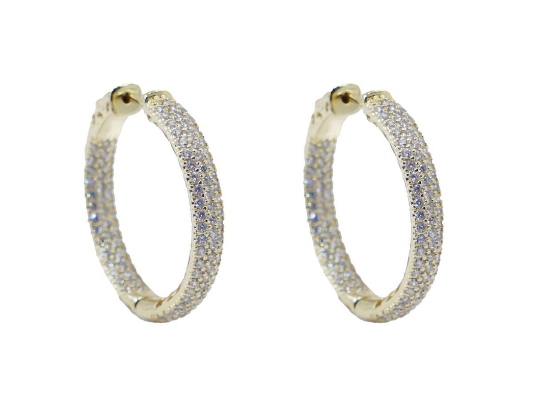 Gold Inside Out Hoops with Pave CZs