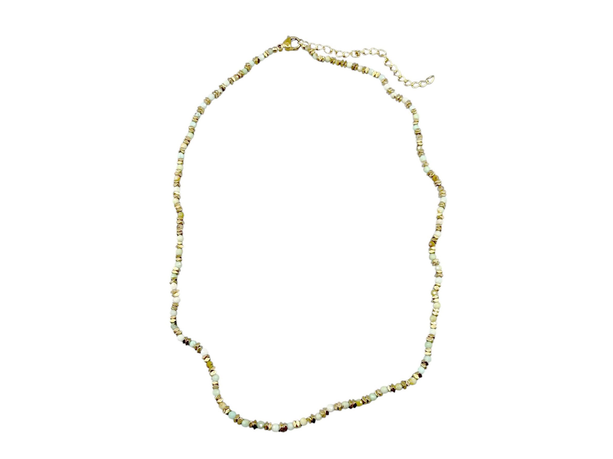 Amazonite and Gold Bead Necklace