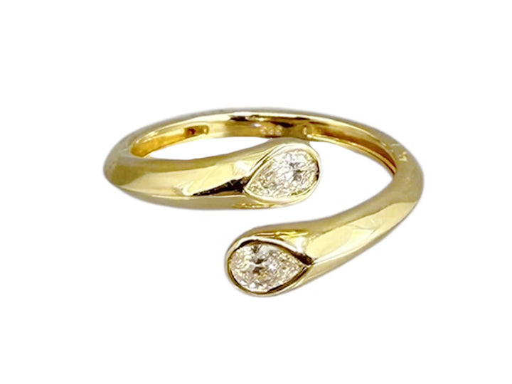 14k Bypass Ring with Diamonds