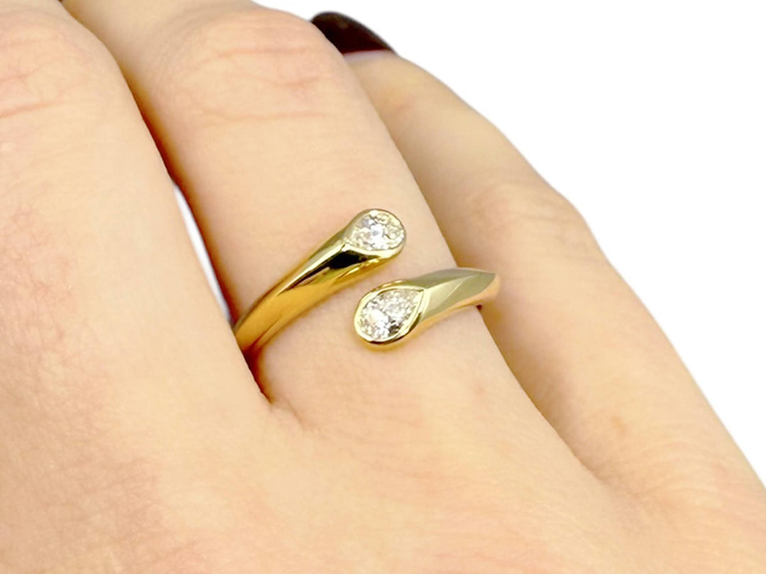 14k Bypass Ring with Diamonds
