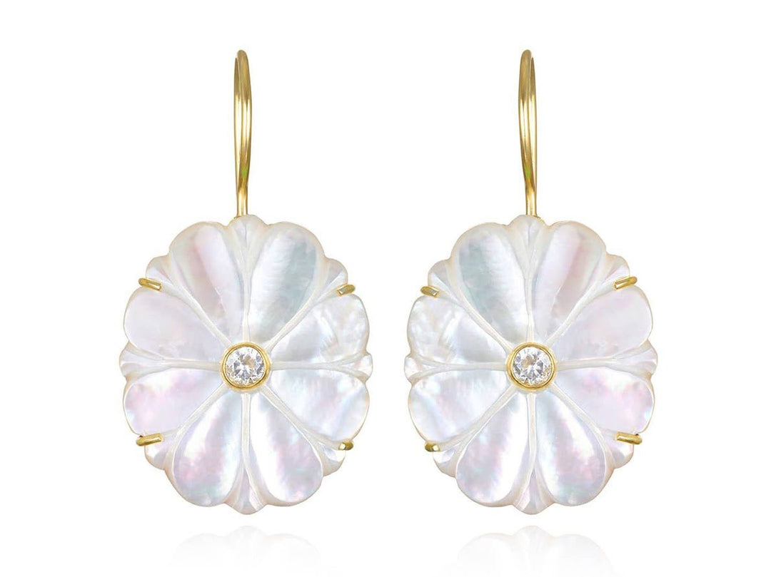 Mother of Pearl and Topaz Marigold Earrings