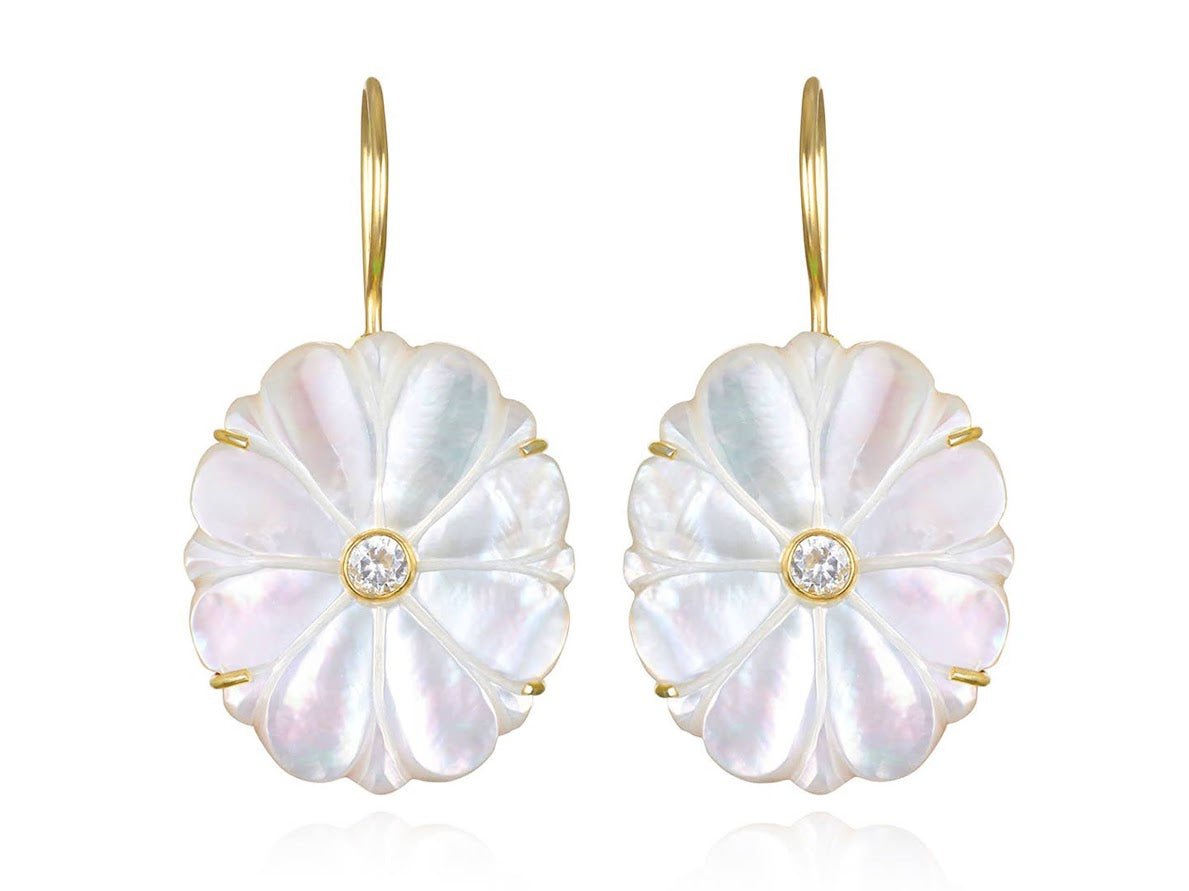 Mother of Pearl and Topaz Marigold Earrings