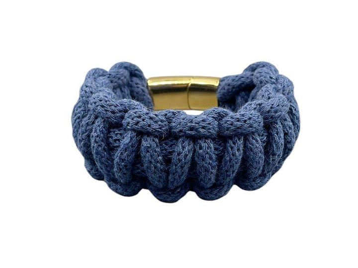 Handmade Navy Cotton ZigZag Bracelet