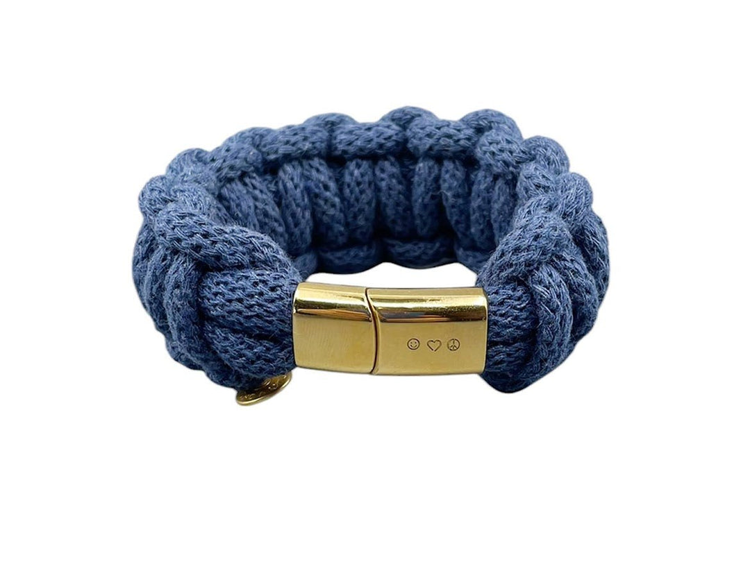 Handmade Navy Cotton ZigZag Bracelet