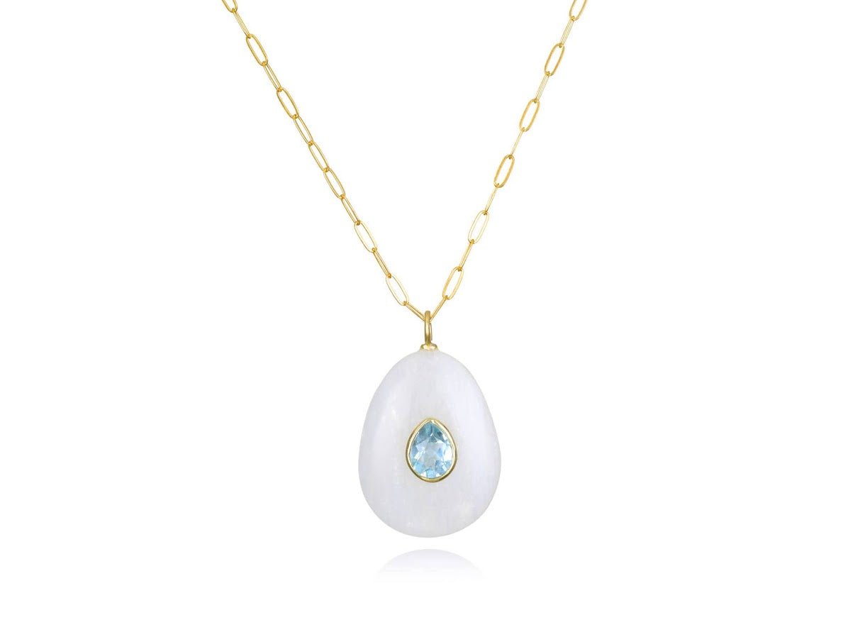 Moonstone and Blue Topaz Charm Necklace