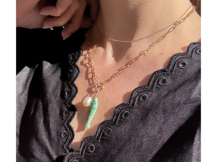 Gold Chain with Center Hinge Clip for Charms