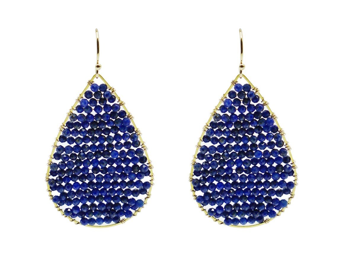 Lapis Bead Teardrop Earrings